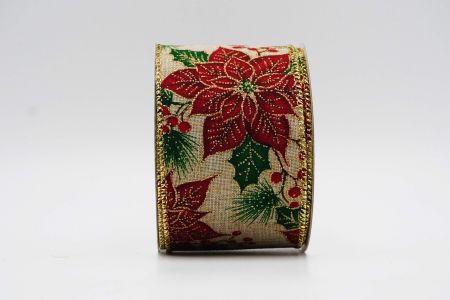 Poinsettia Flower Wired Ribbon_KF7438G-14_natural
